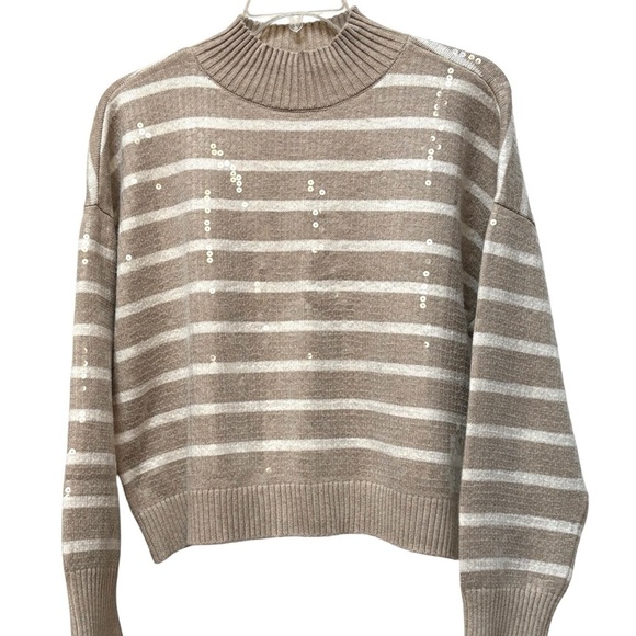 On 34th Women's Sequined Striped Mock-Neck Sweater Size XL - Picture 3 of 12